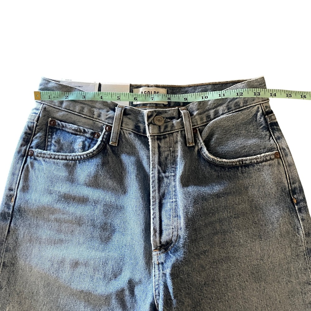 Agolde Riley Distressed High Rise Light Wash Straight Leg Jeans Size 26 NWT - Picture 6 of 12